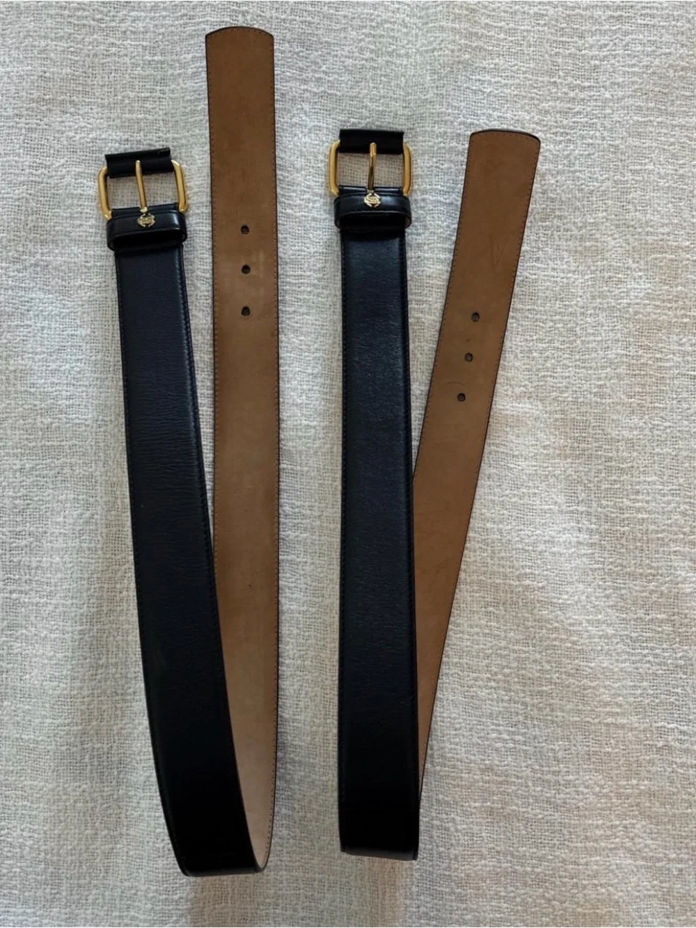 Roberto Cavalli Black Leather Belt with Gold Buckle